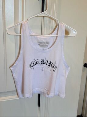 Lana Del Rey White Logo Crop Tank Top